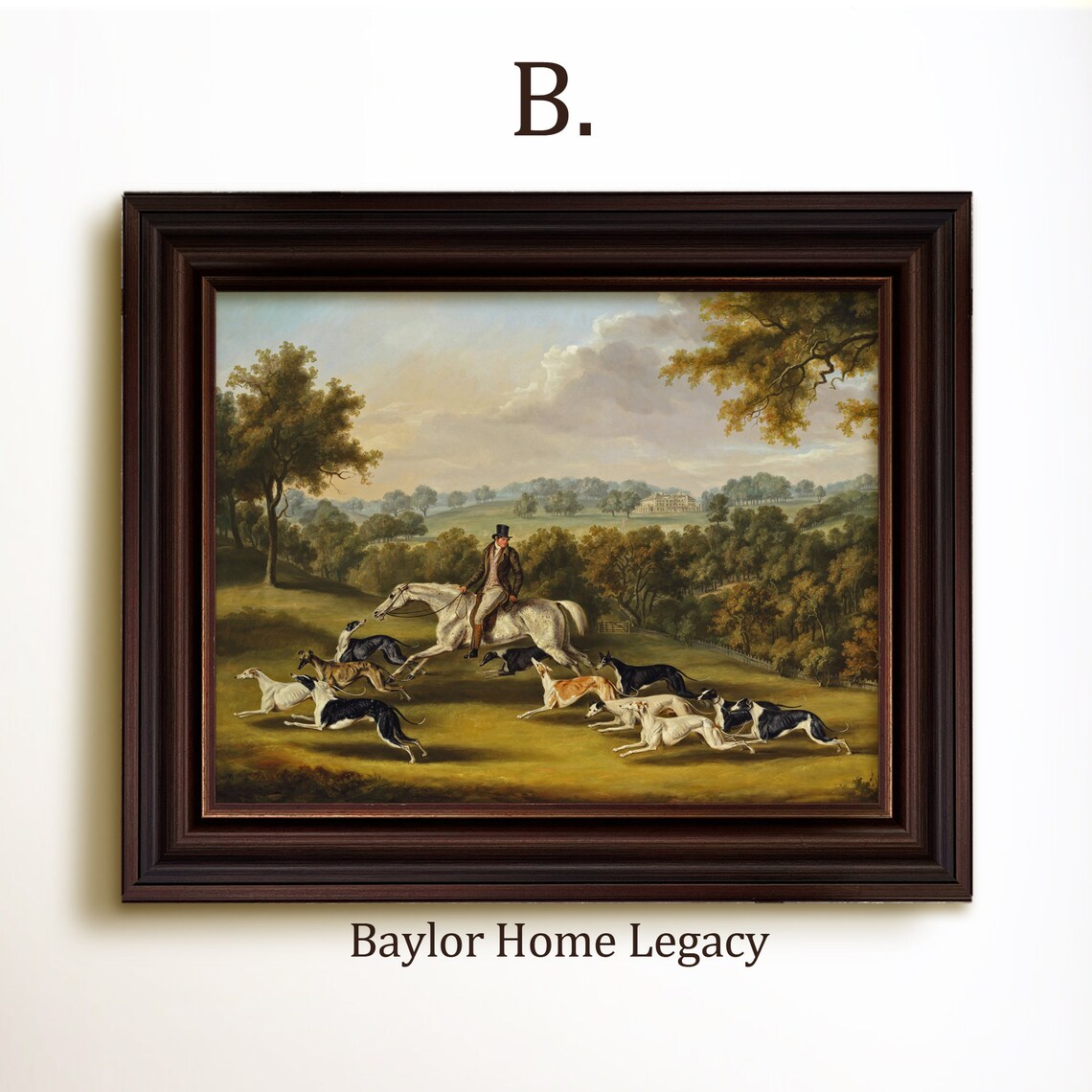 English Countryside Horse Rider and Greyhounds, Art Print - Image 4