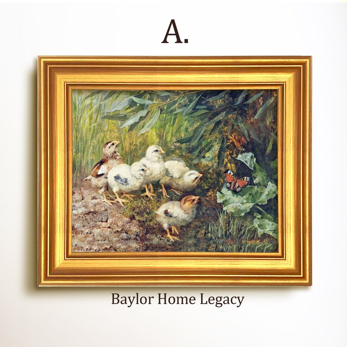 Baby Chicks With Butterfly Vintage Farmyard Oil Painting Art Print - Image 5