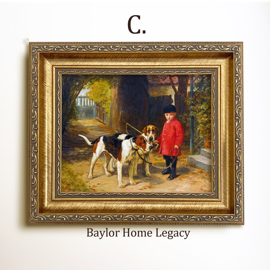 Boy With Foxhounds, Vintage Equestrian Art Print - Image 3