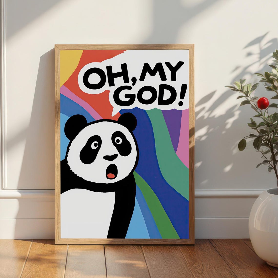 Funny Panda Art Print Oh My God Wall Decor Humorous Animal Poster Quirky Lover Artwork Instant