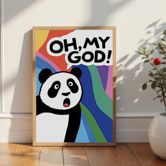 Funny Panda Art Print Oh My God Wall Decor Humorous Animal Poster Quirky Lover Artwork Instant