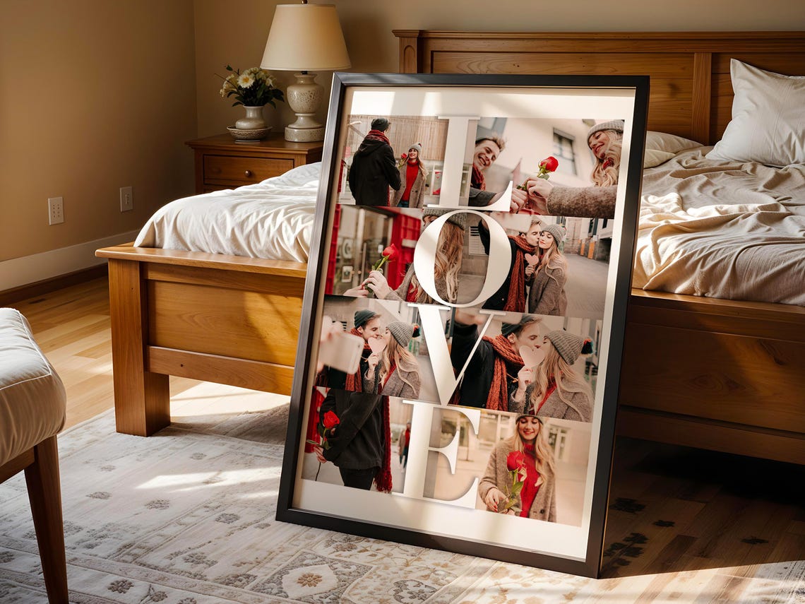 Personalized LOVE Photo Collage Romantic Couple Gift Art Poster