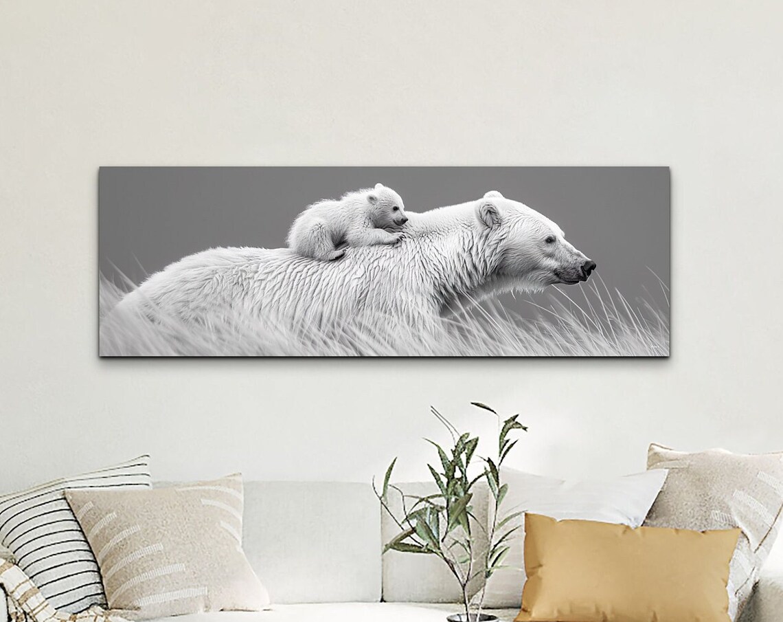 Mamma Bear Cub, Black And White Wall Art
