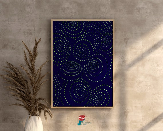 Navy Blue Spiral Wall Art Boho Circle Wall Decor Dark Tones Geometric Abstract Print Jpg Modern Art