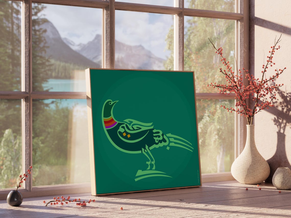 Folk Art Bird Wall Art Green Animal Poster Traditional Animal Home Gift Poster I Jpg Art For Living Room Home Gift - Image 4