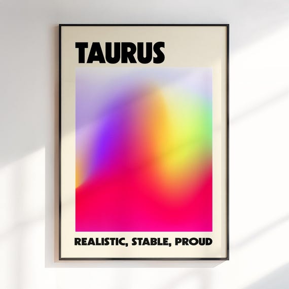 Taurus Wall Art Gift For Tauruses Zodiac Print Astrology Gifts Gradient