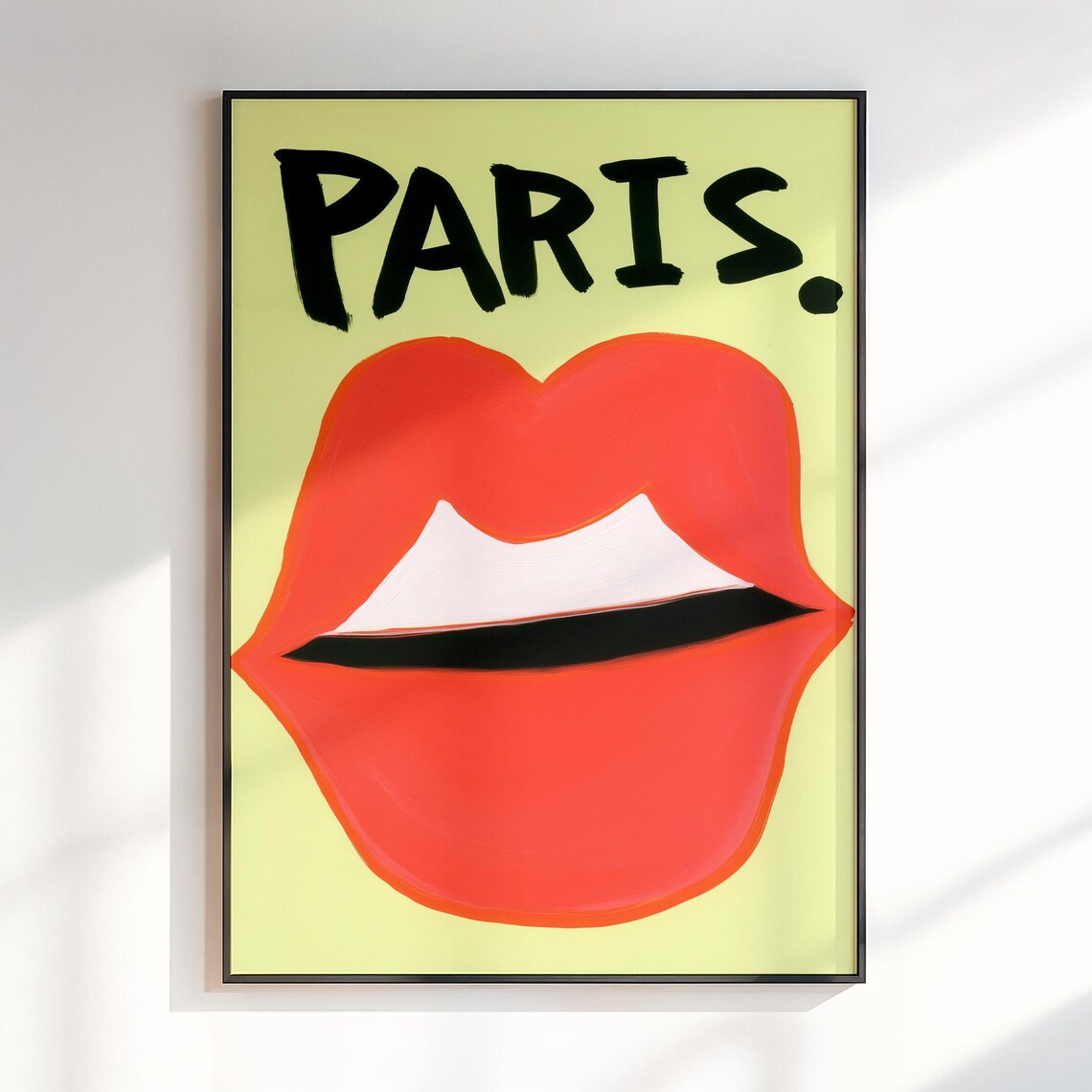 Paris Big Red Lips Bold Maximalist French City Pop Art Poster