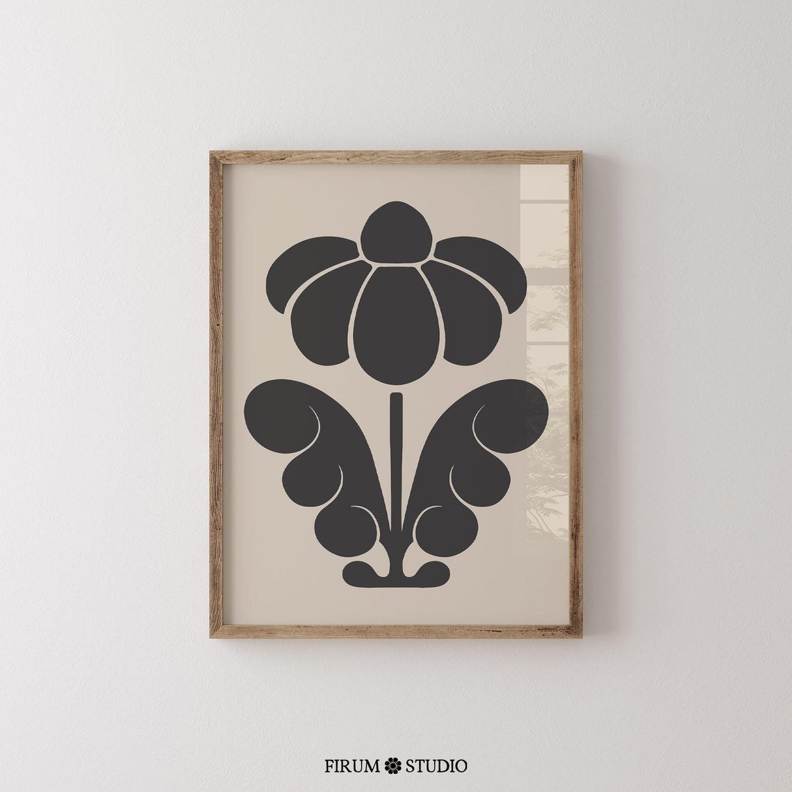 Bold Black Flower Silhouette Modern Botanical Statement Poster - Image 2