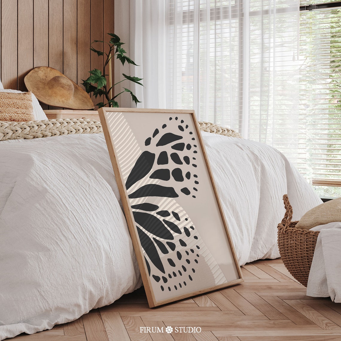Abstract Black Butterfly Wing Dotted Pattern Minimalist Art Print - Image 2