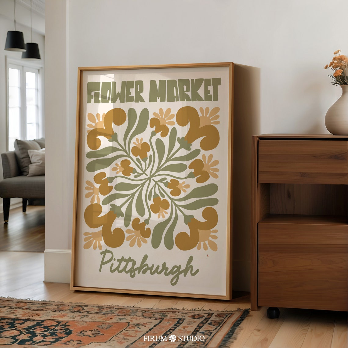 Pittsburgh Flower Market Earth Tone Floral Art Print Wildflower Decor