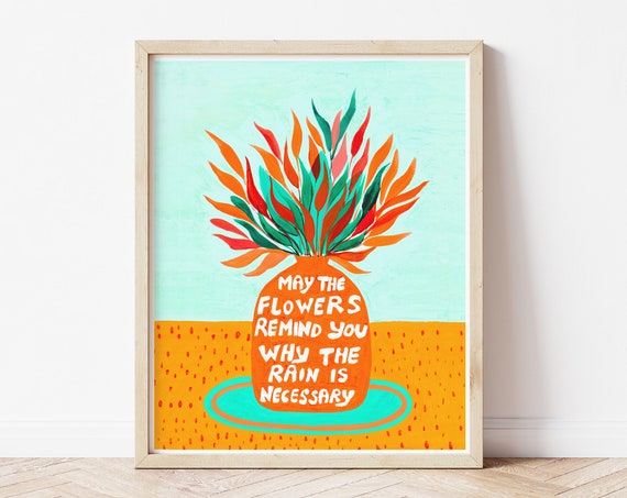Motivational House Plant Quote Art Print, Modern Botanical