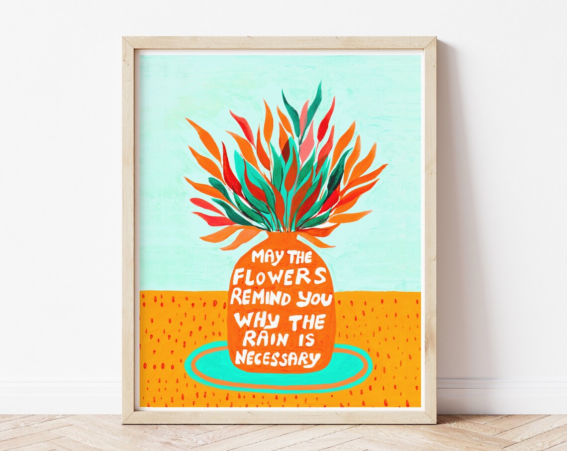 Motivational House Plant Quote Art Print, Modern Botanical