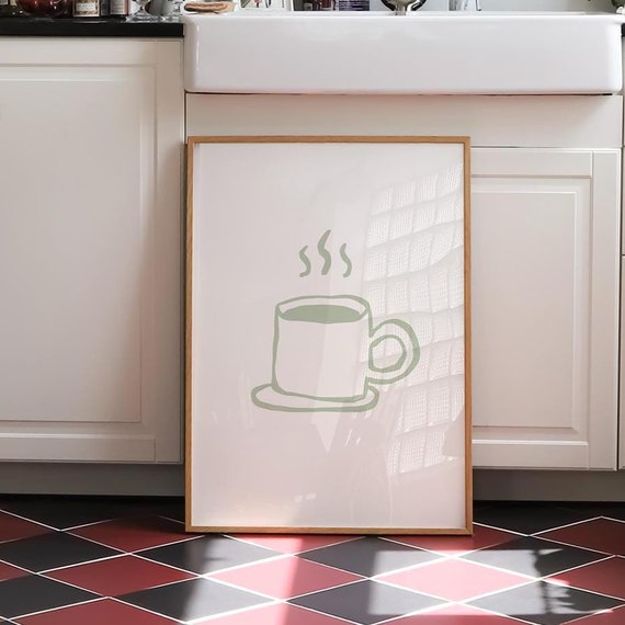 Coffee Wall Art Sage Wall Art Kitchen Wall Art Coffee Bar Art Prints Kitchen Prints Trendy Poster Coffee Print