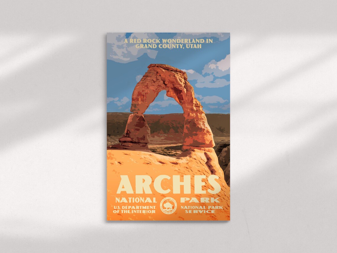 Arches National Park Delicate Arch WPA Style Vintage Travel Poster