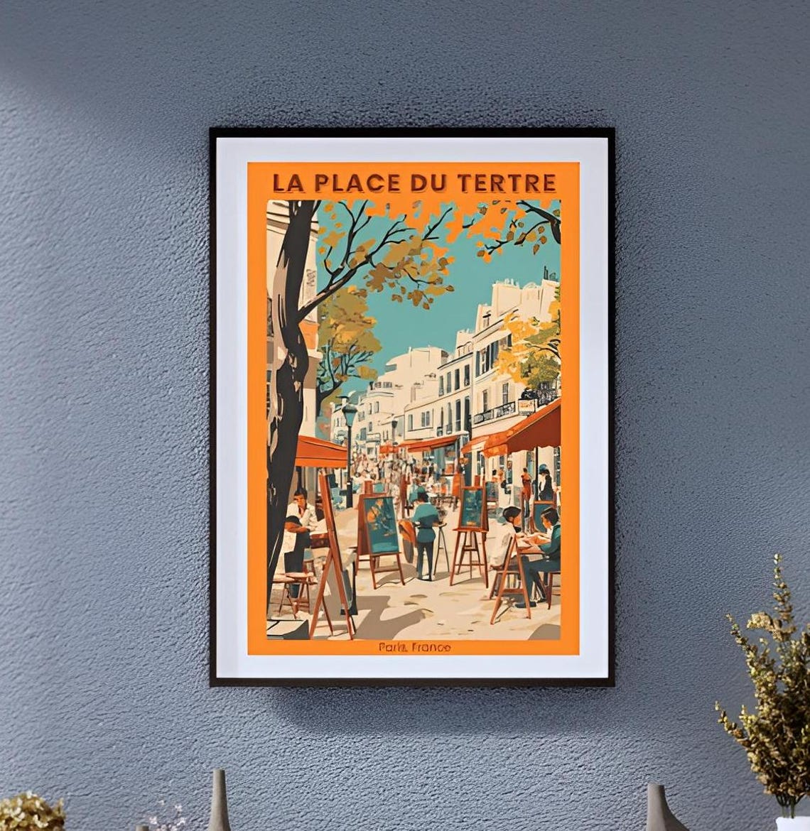 Vintage Place du Tertre Paris Montmartre Artists Square Poster