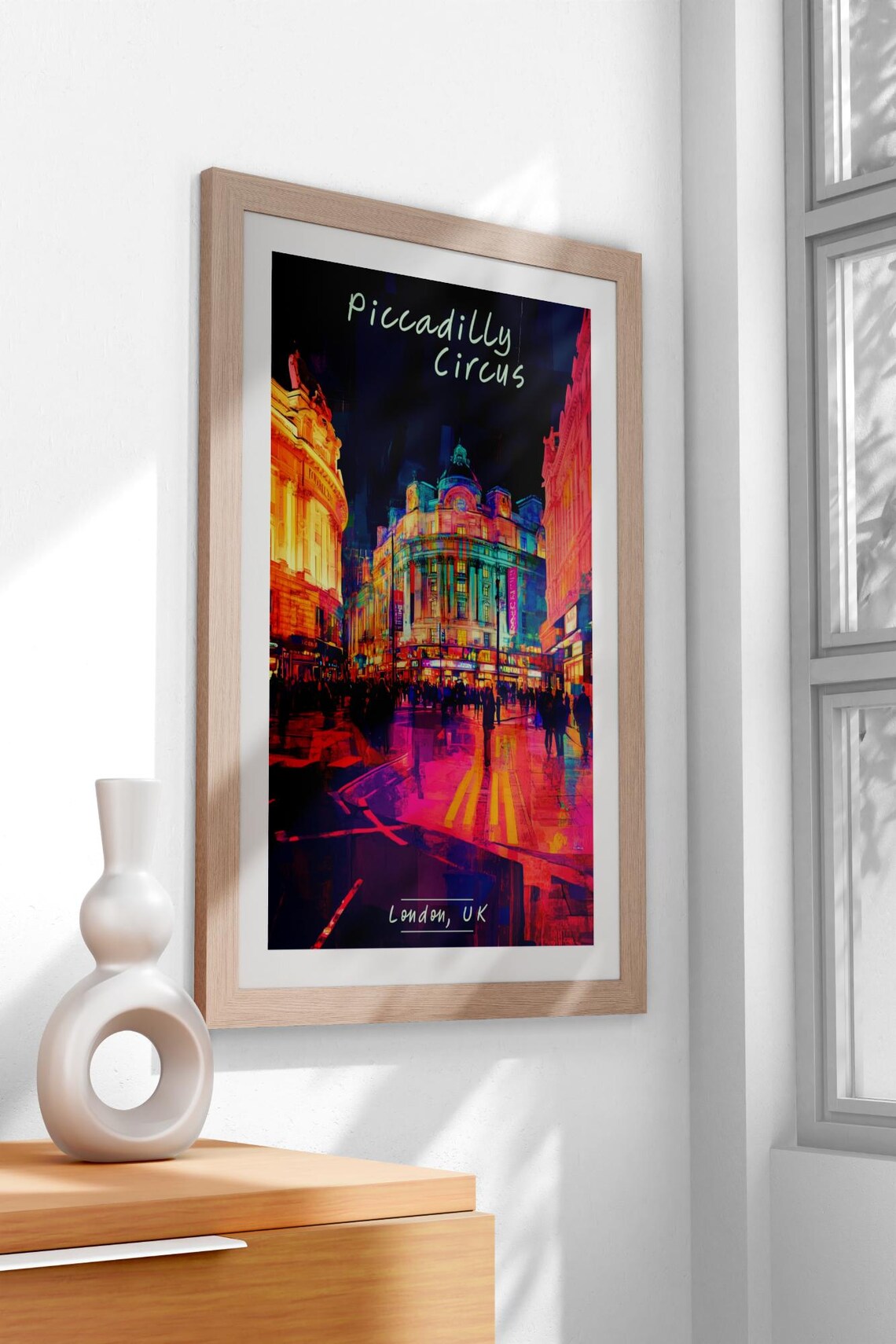 Vintage Piccadilly Circus London Neon Night Street Scene Poster - Image 3