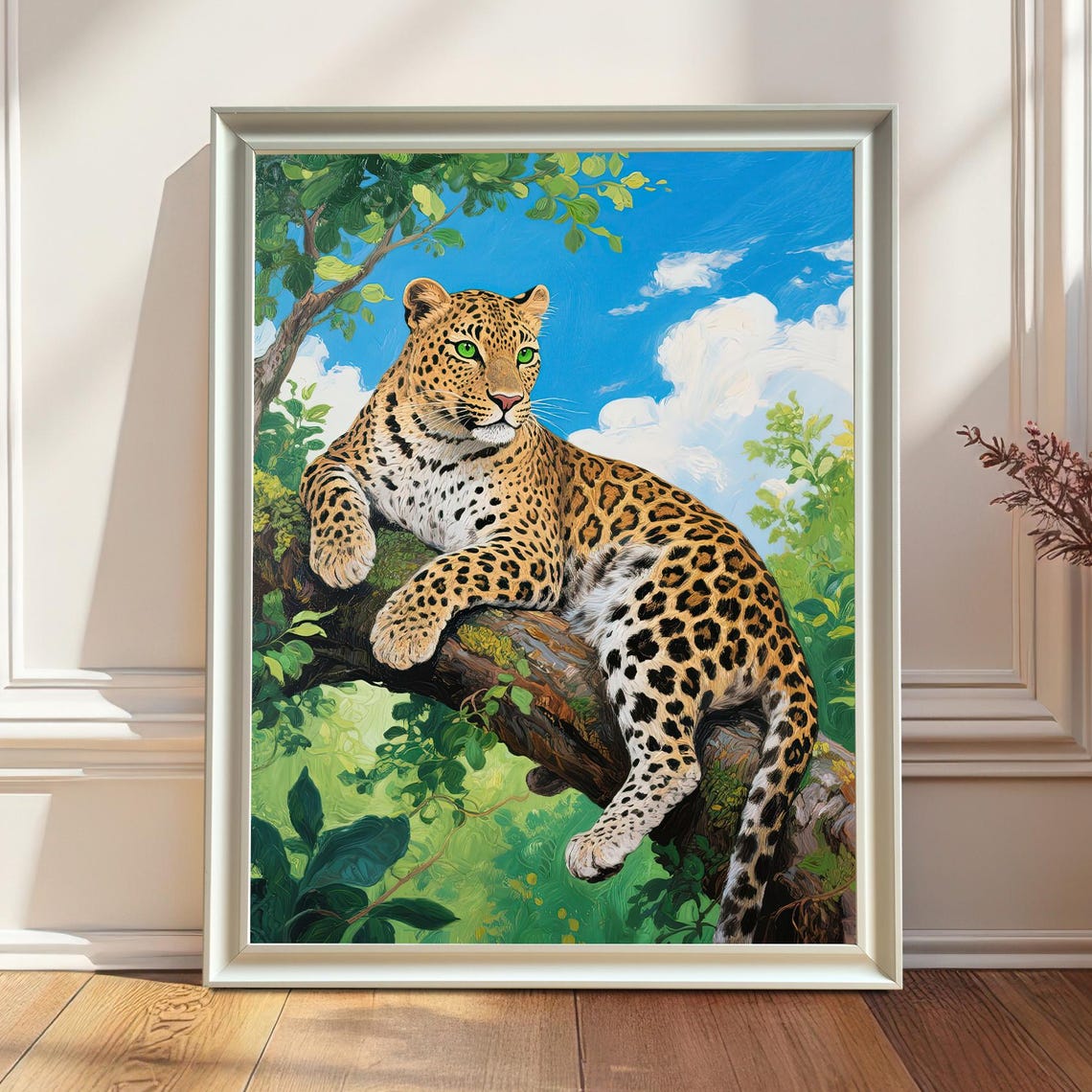 Safari Leopard In Tree Art Print