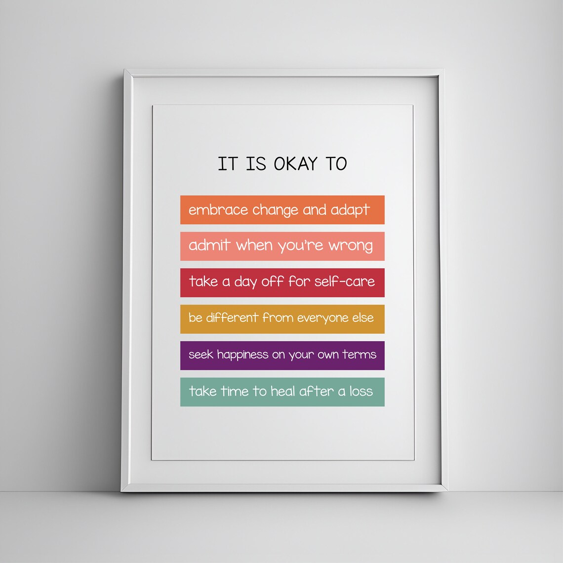 It Is Okay To Mental Health Affirmations Classroom Wellness Wall Poster