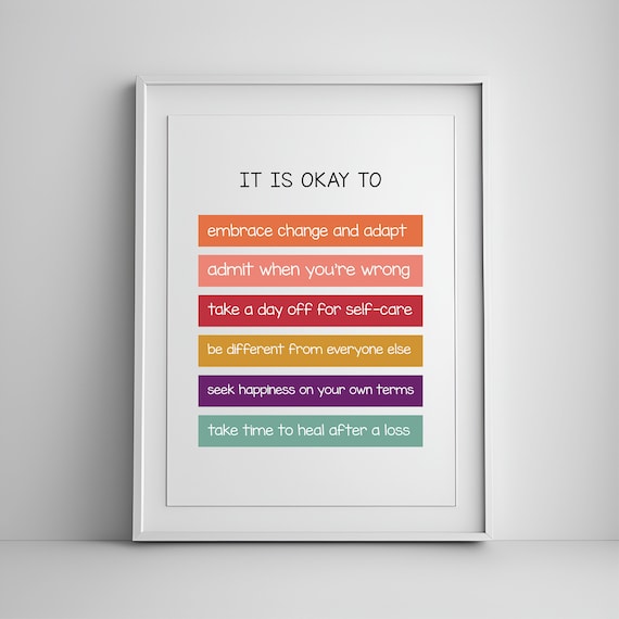 It Is Okay To Mental Health Affirmations Classroom Wellness Wall Poster