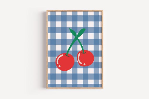 Preppy Cherries Kitchen Art Print