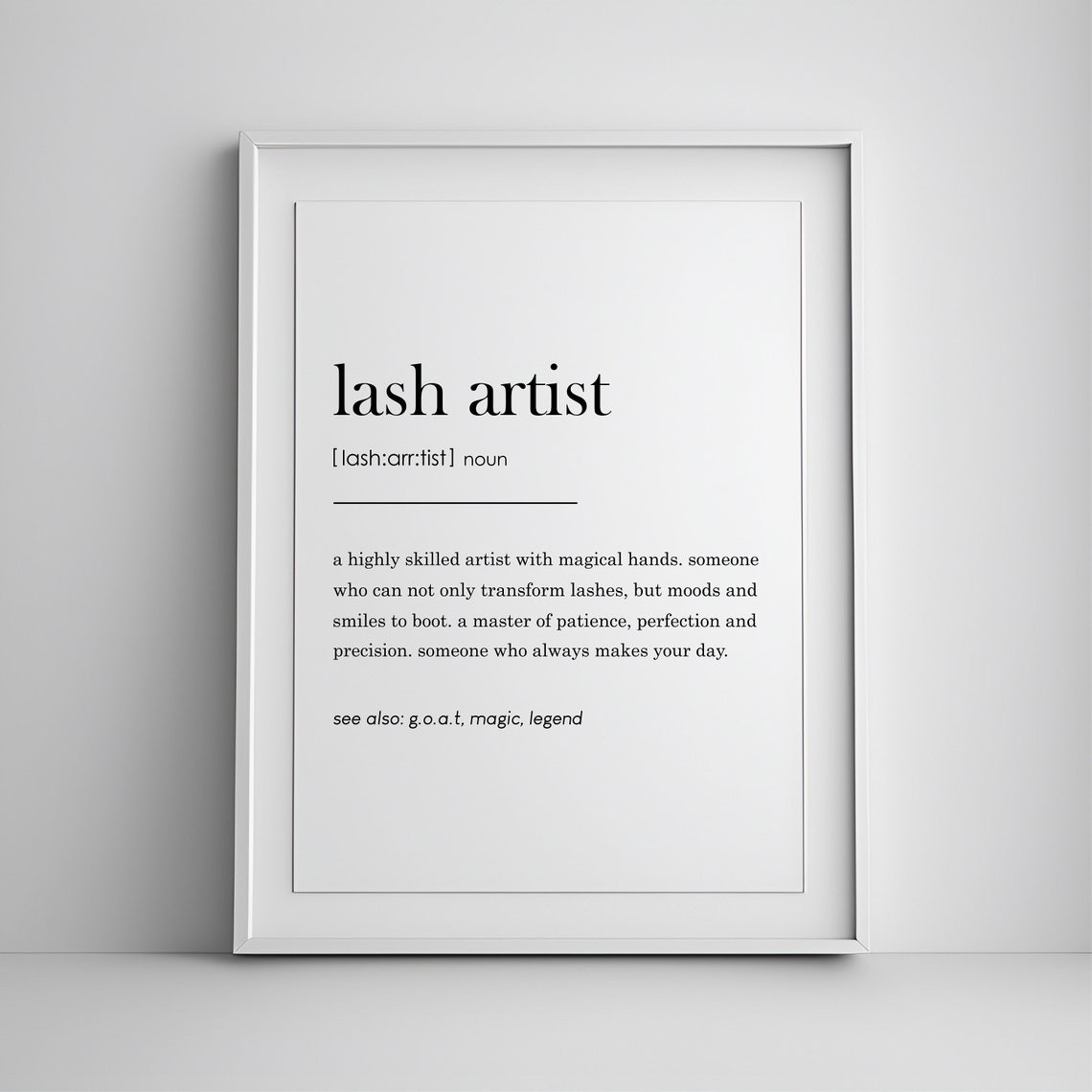 Lash Artist Definition Gift For Lash Tech Salon Decor Poster