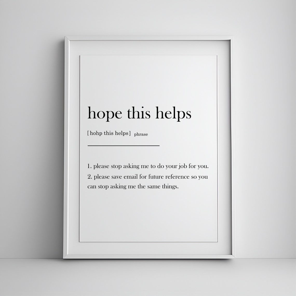 Hope This Helps Funny Office Definition Quote Print Coworker Gift