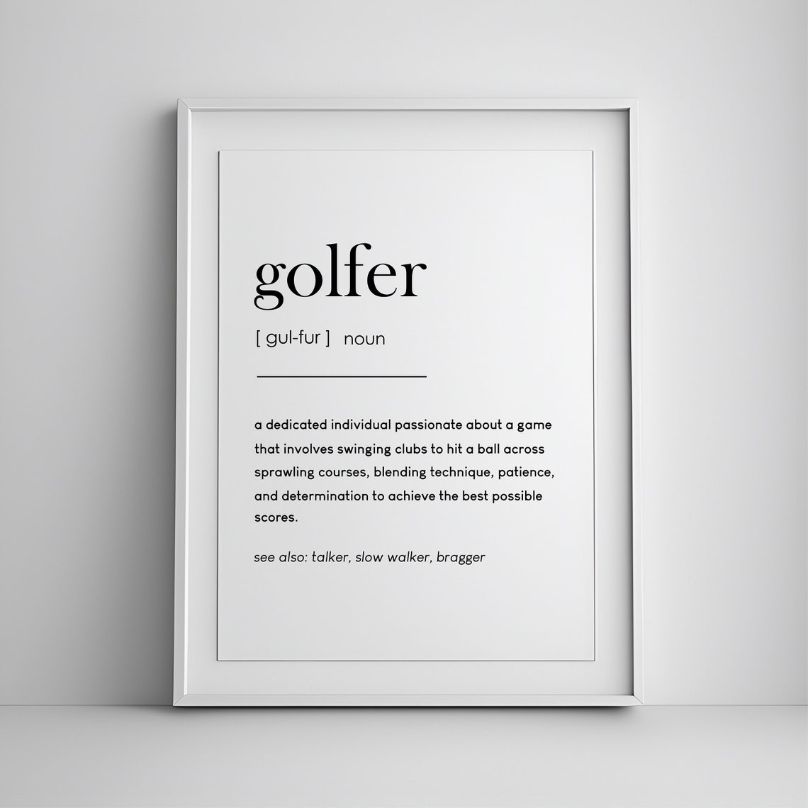 Golfer Definition Dictionary Art Funny Golf Lover Gift Poster