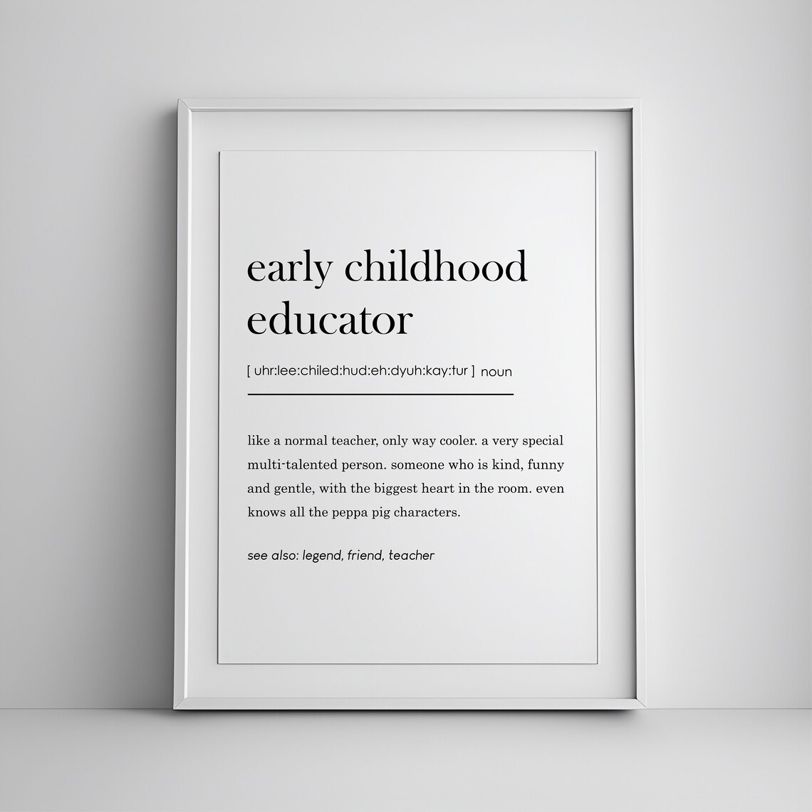 Early Childhood Educator Definition Poster Teacher Appreciation Gift Decor
