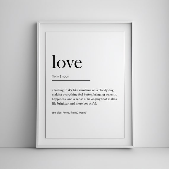 Love Definition Print Romantic Wall Art Home Decor Gift For Husband Minimalist Poster Sign