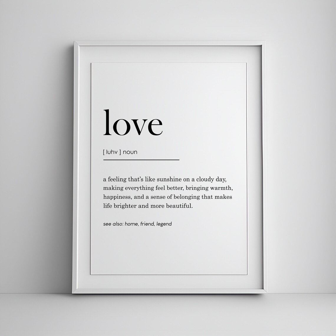 Love Definition Romantic Poster Minimalist Home Decor Anniversary Gift Art