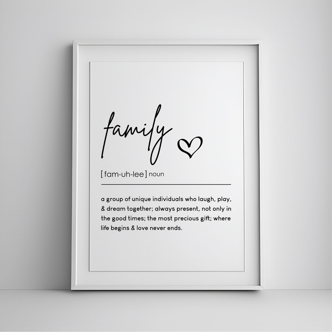 Family Definition Print Wall Art Prints Instant Quote Minimalist