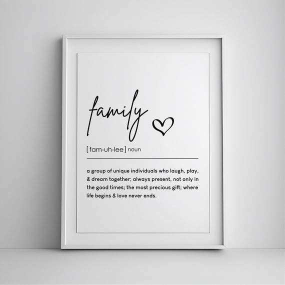 Family Definition Print Wall Art Prints Instant Quote Minimalist