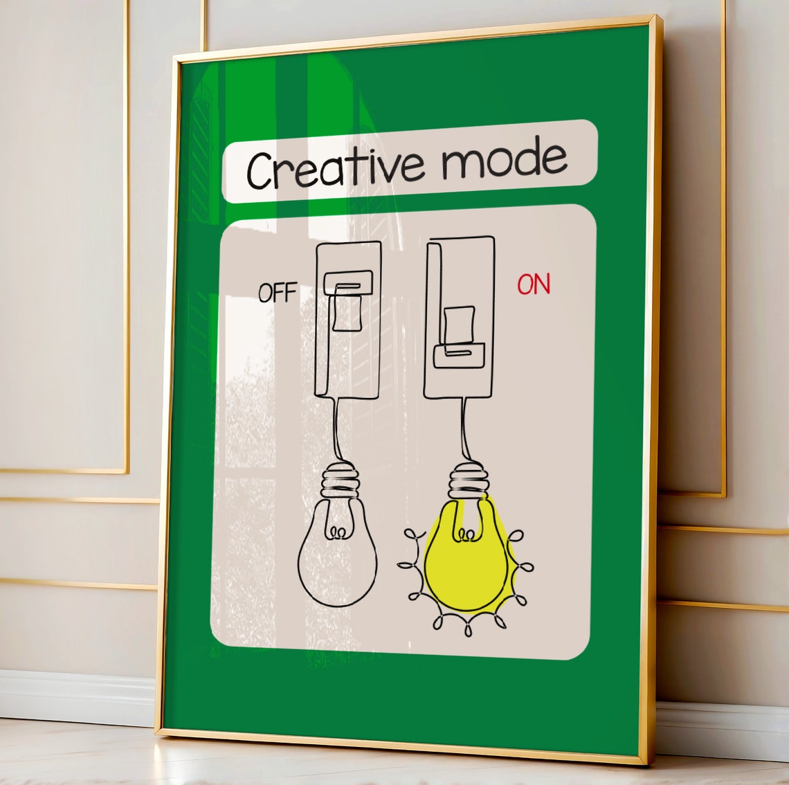 Creative Mode ON OFF Light Switch Bulb Funny Office Decor Poster