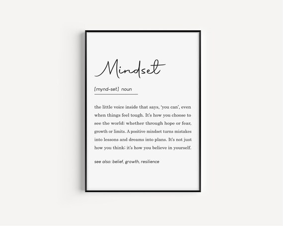 Mindset Definition Motivational Office Decor Art Print
