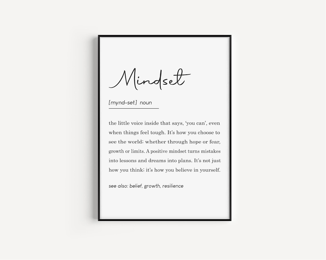 Mindset Definition Motivational Office Decor Art Print