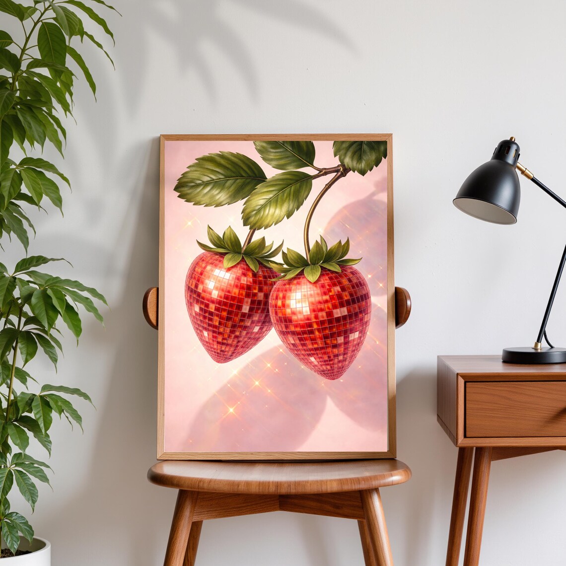 Disco Strawberry, Retro Maximalist Pop Art Poster