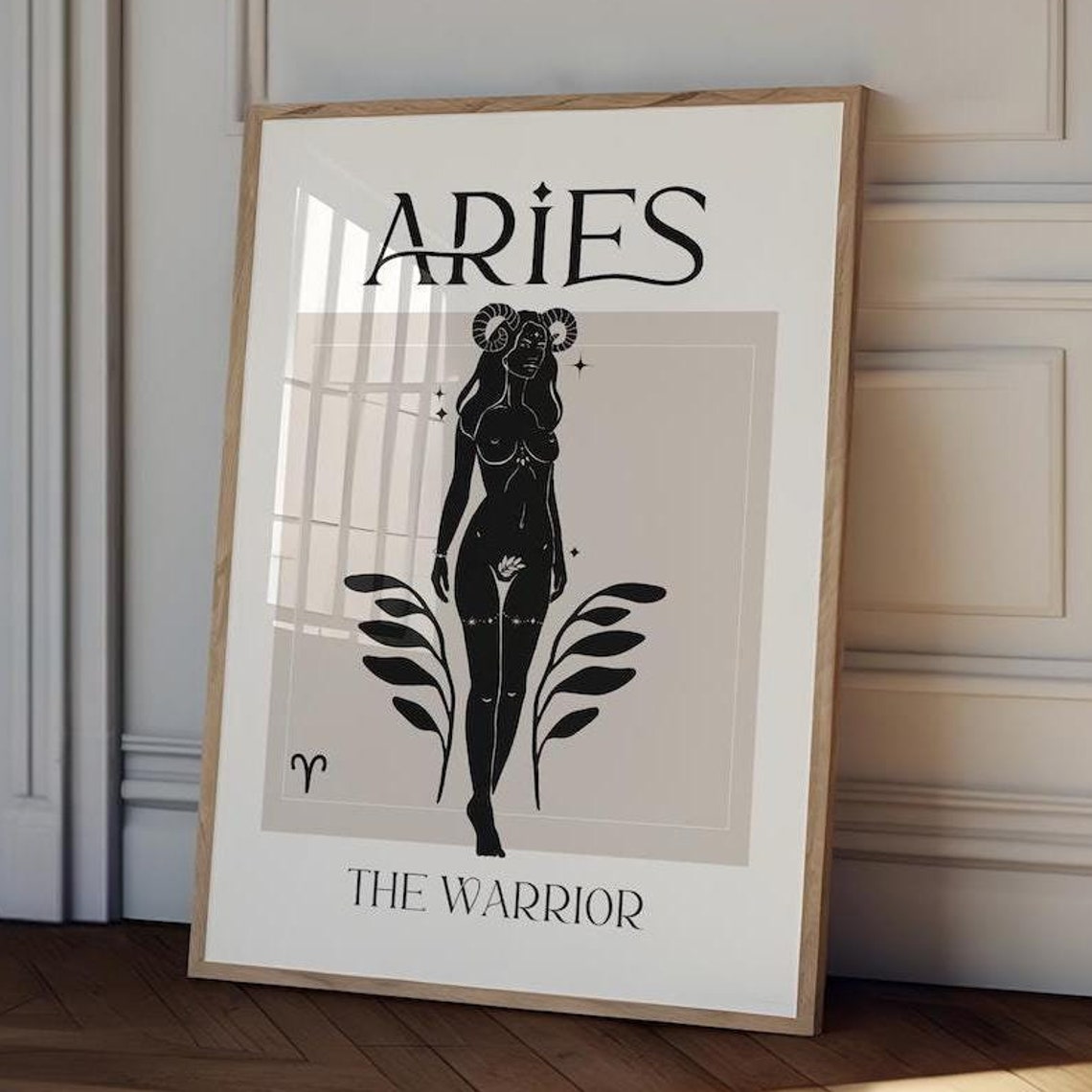 Aries Zodiac Goddess Art Print, Celestial Sign Poster
