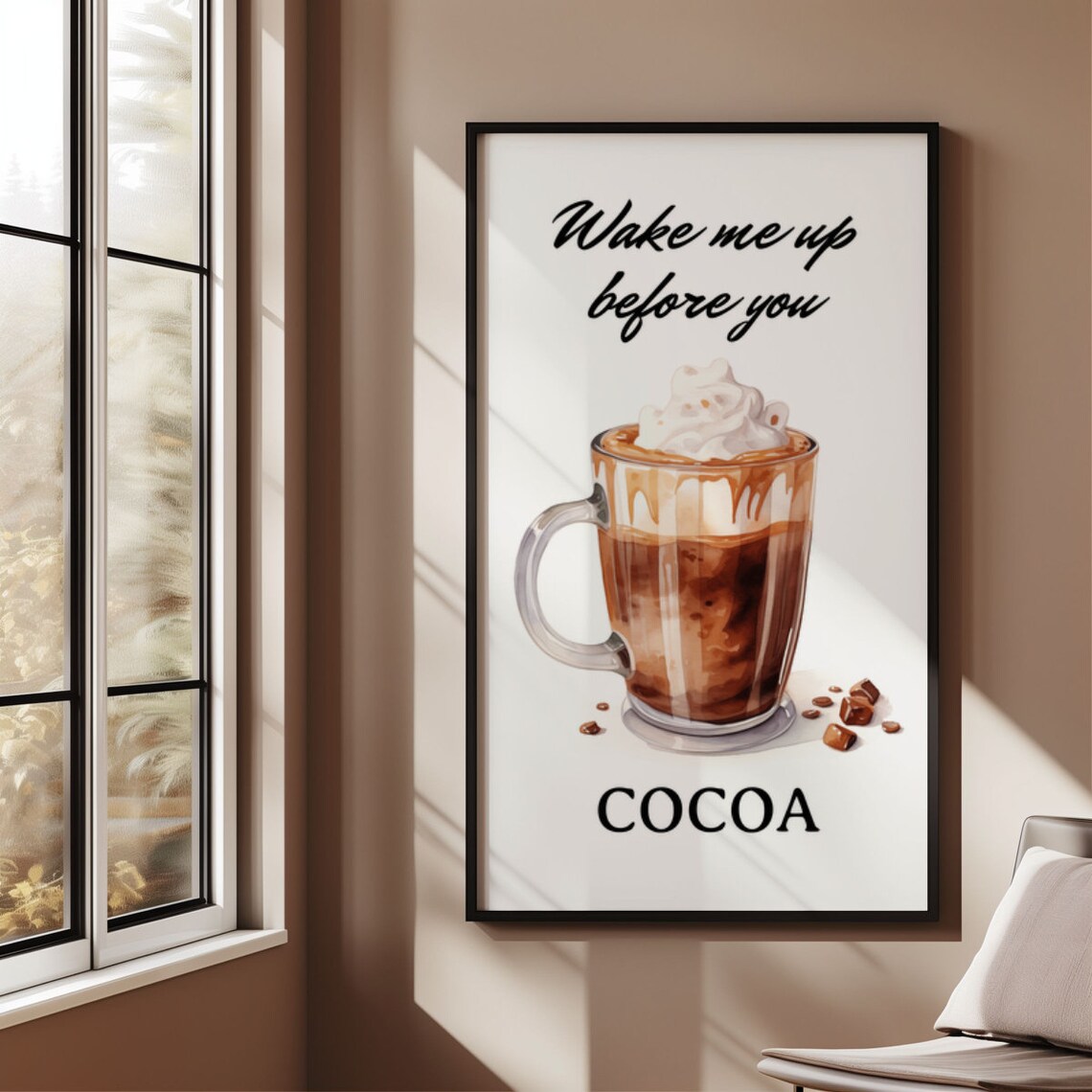 Wake Me Up Before You Cocoa Food Pun Funny Wall Art Instant