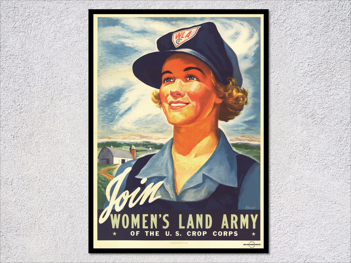 Join Womens Land Army Smiling Recruit WW2 Propaganda Reprint Poster