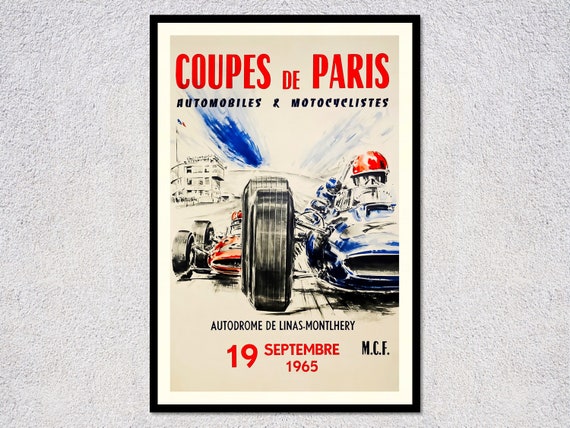 1965 Coupe Des Paris Retro Auto Racing Poster