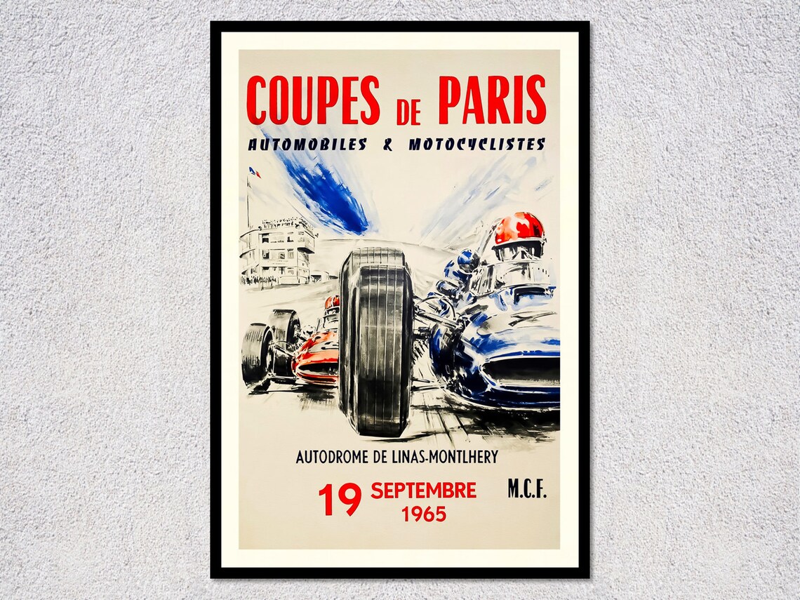1965 Coupe Des Paris Retro Auto Racing Poster