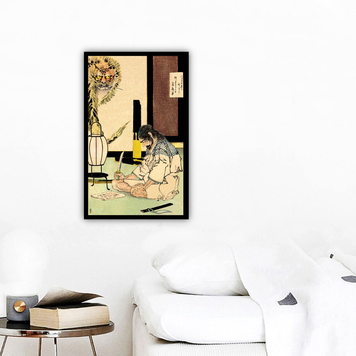 General Akashi Gidayu Samurai Death Poem Yoshitoshi Woodblock Wall Art