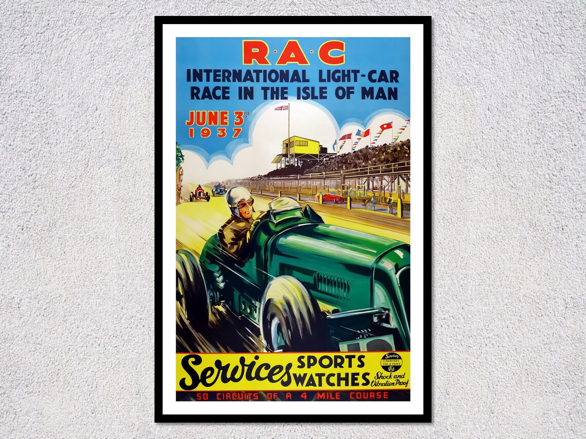 1937 Isle of Man Vintage Retro Auto Racing Art Print