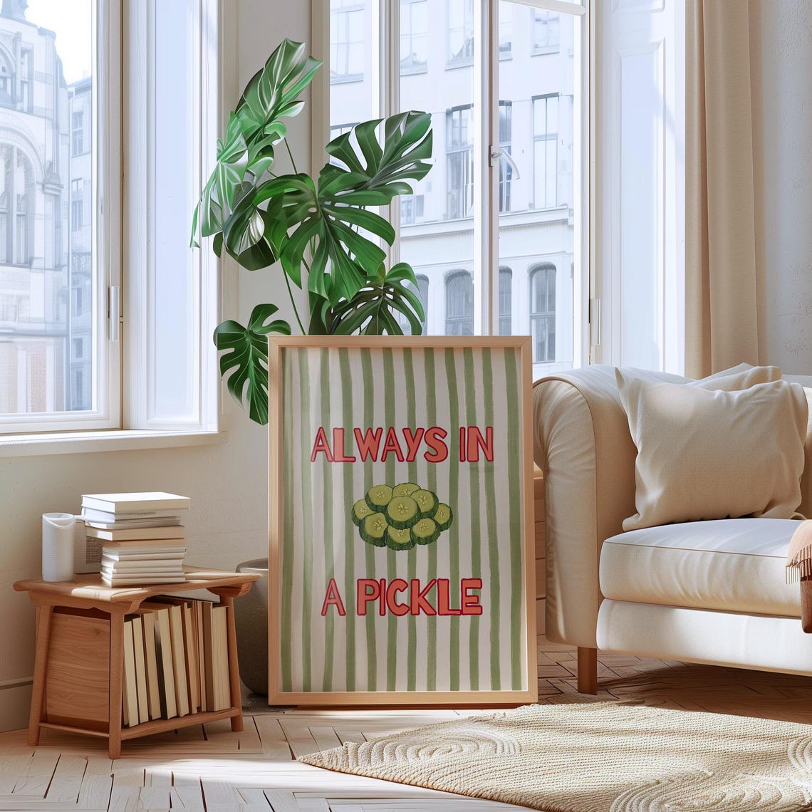Always In A Pickle Funny Stripy Green And Red Kitchen Poster - Image 2