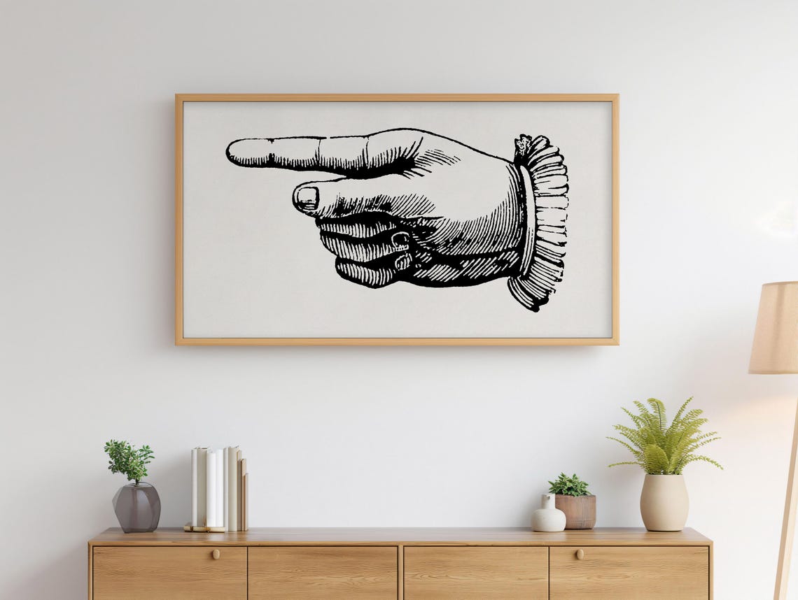 Antique Pointing Hand Engraving Illustration Classic Wall Art - Image 3