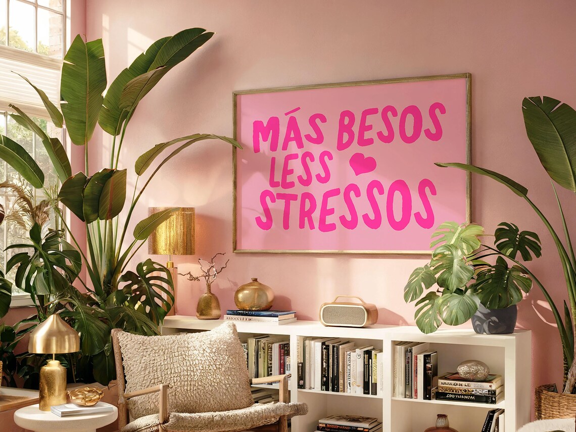 Ms Besos Less Stressos Love Quote Art Print - Image 2