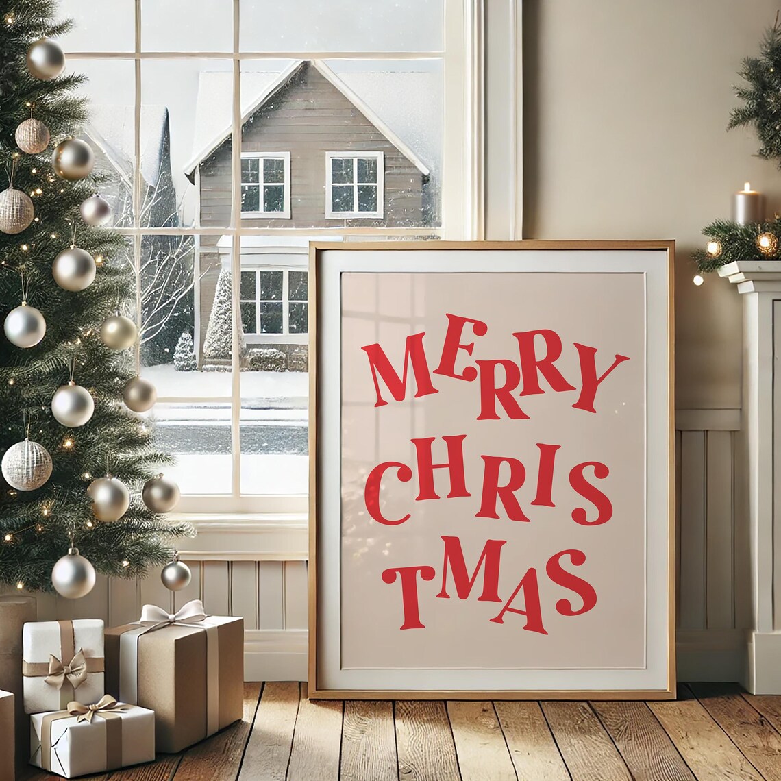Merry Christmas Typography Holiday Poster - Image 2