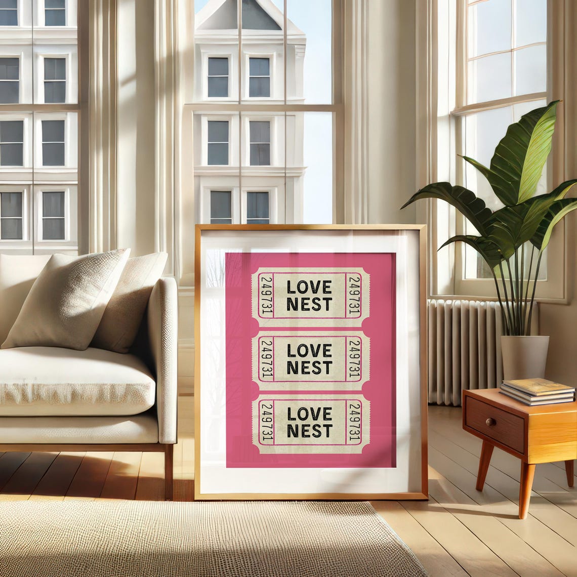 Love Nest Vintage Ticket Stub Trio Pink Valentines Wall Poster - Image 2