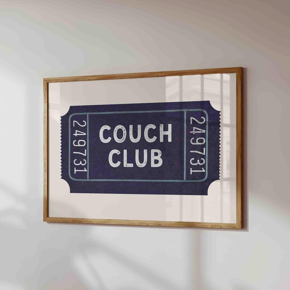 Vintage Ticket Stub Print, Blue Retro Wall Art