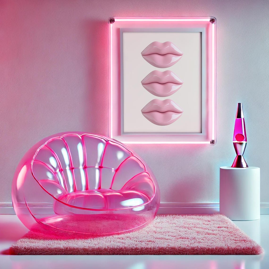 Pink Lips Wall Art Valentines Day Decor Poster Pink Aesthetic Cutecore Girly Bedroom Decor - Image 4